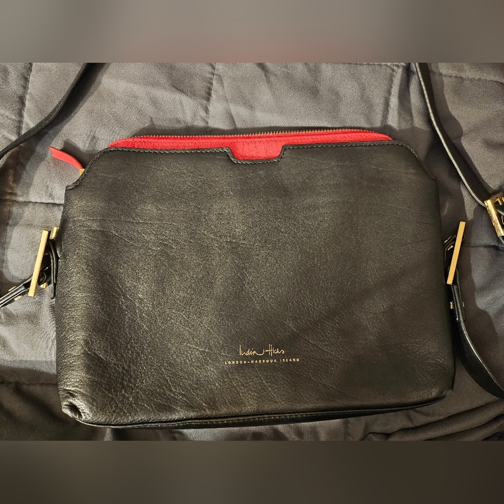 India Hicks London Harbour‎ Island Black Leather Crossbody Shoulder Purse